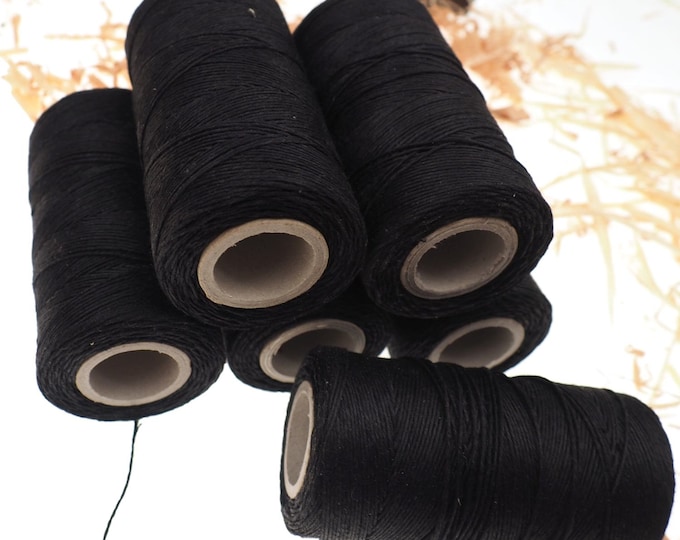 Black linen thread, unwaxed black Linen String , Warp Thread thickness of 1mm / 3ply 100grams (210 yards ~ 190 metres), linen sewing thread