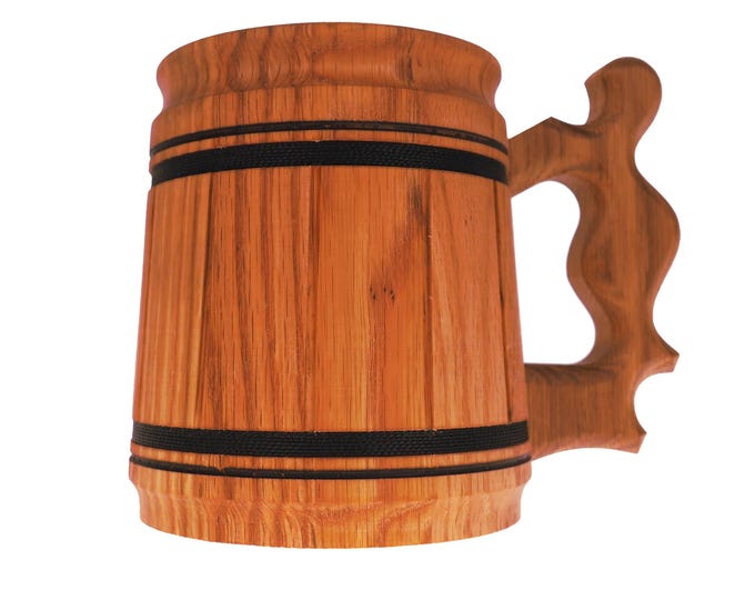 Oak Wooden Beer Mug 0,3 liter  11 oz, steel inside wooden cup, wooden drinking mug, historical mug, rustic mug, medieval replica