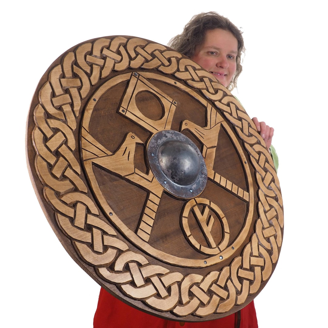 Hand Carved Custom Pattern Viking Shield, 30 Inch, Blank Surface
