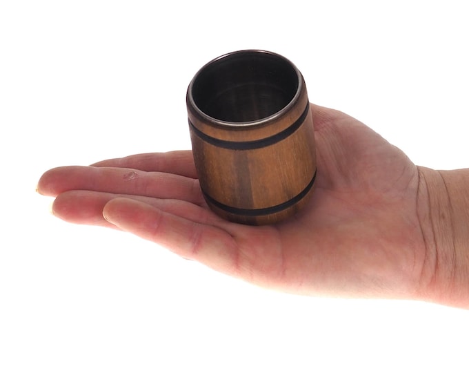 Dark Oak Wooden Mug 50 ml  1.7 oz, steel inside wooden cup, wooden drinking mug, historical mug, rustic mug, medieval replica