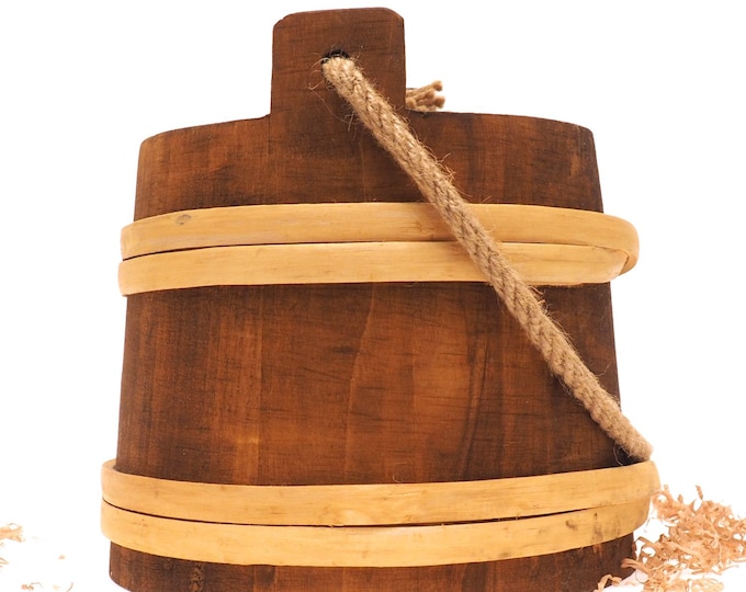 5 Litre Wooden Bucket With Rope Handle, wider narrow at the top, handmade, reenactment, larp, sca Medieval, viking
