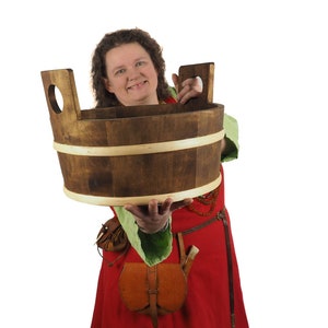 Wooden Tub,  Water Bucket , 3 galon, 13 Litre, wedding gift, SCA and Larp, handmade, pesonalized,