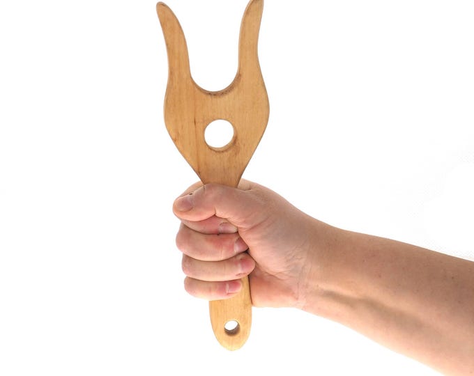 Big Lucet, Knitting fork, Weaving fork, Cord making, Wooden lucet fork, Lucet with handle, Viking weaving, Cord braiding, Braiding tool