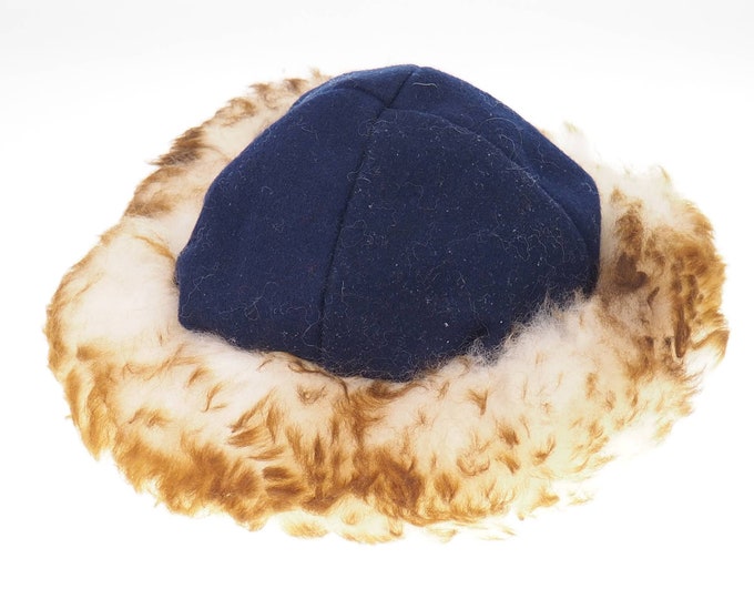 Viking blue wool hat, hand sewn, wool and sheep, larp, medieval, sca, unisex hat, Woolen headdress viking fur Mongol Slavic Viking clothing