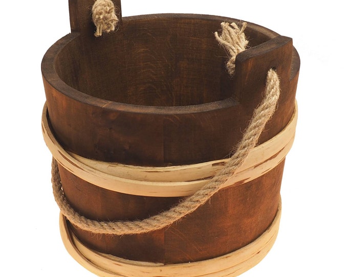 5 Litre Bucket With Rope Handle 1.3 US gallon wider at the top narrow bottom, viking, medieval, country,  handmade, witcher, game of thrones