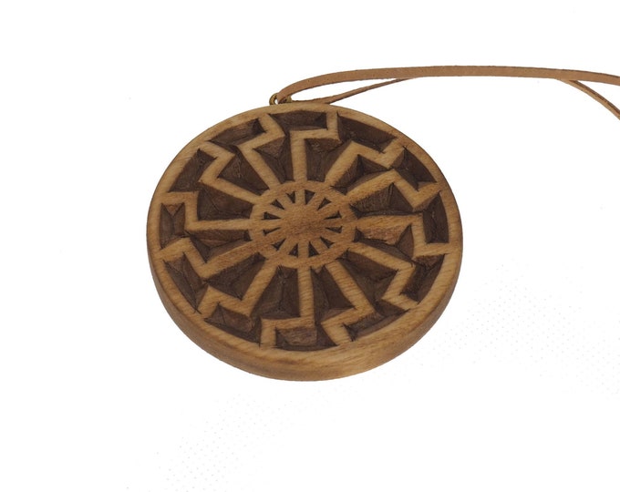 Hand carved solar cross pedant, viking pendant, pedant jewelry, Black Sun ,Sun Wheel Sonnenrad Occult Witchcraft Sign Handmade