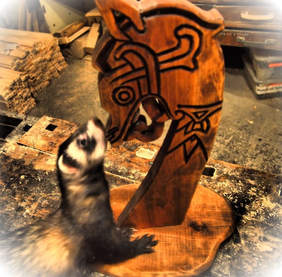 Wooden Hand Carved Viking Dragon Head Sculpture Oseberg Etsy