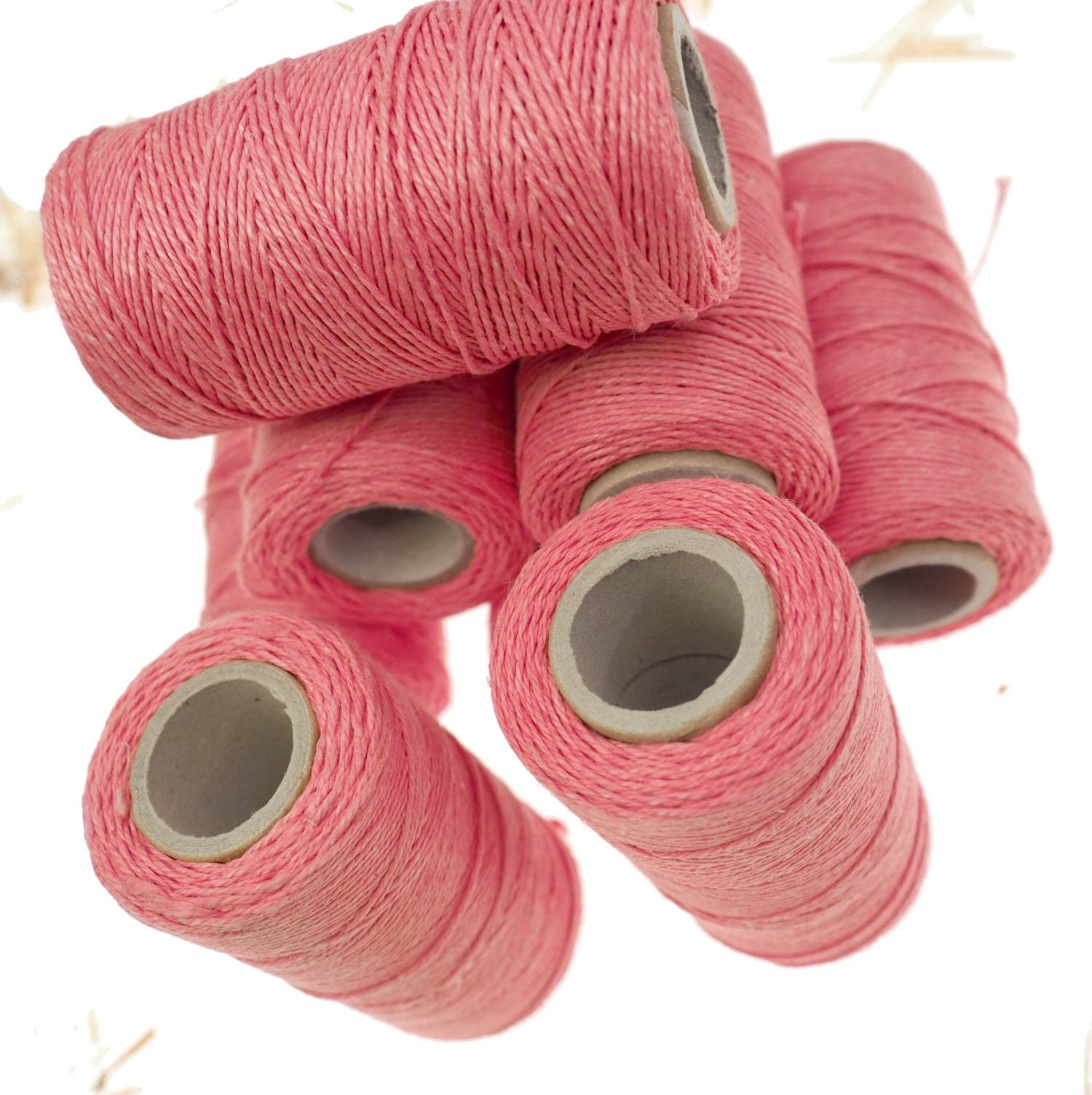 RED Linen Thread, Unwaxed Red Linen String , Warp Thread Thickness of 1mm /  3ply 100grams 210 Yards 190 Metres, Linen Sewing Thread 