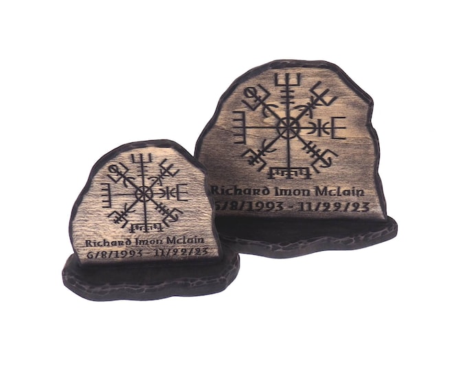 Viking Personalized Memory Stone with Runic Compass, Viking runestone, Memorial stone Carved ,  Memory Stone, Viking, pagan