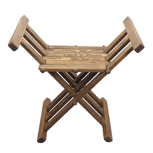 Old dark oak color Wooden medieval viking folding chair, Personalized color