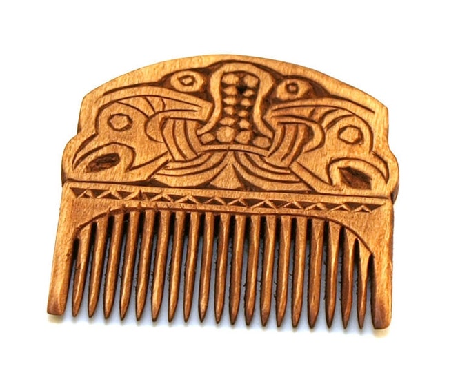 Viking Wooden Comb with two ravens - free shipping