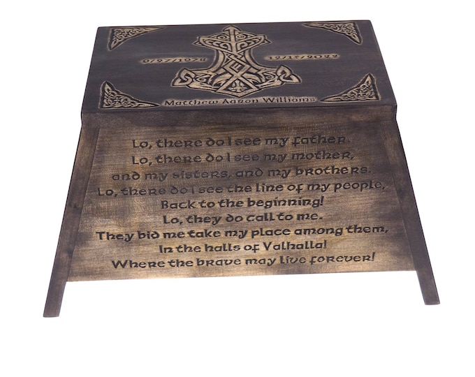 Viking Personalized Wood Urn with Viking prayer and Thor hammer, Viking and  pagan