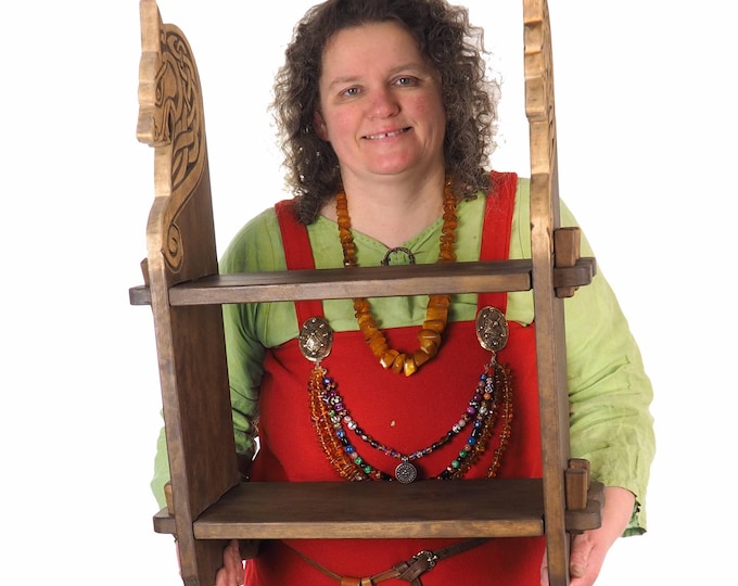Small Viking personalized shelf with your pattern, Wall shelf, hanging, medieval, Larp  SCA,  display