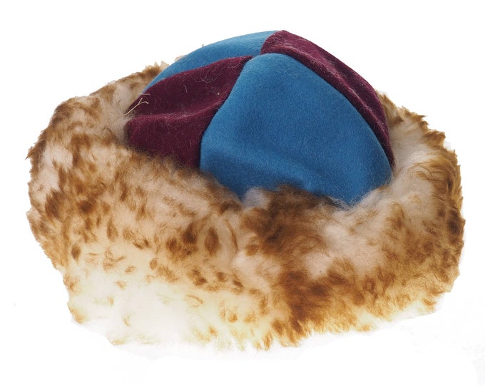 Viking wool hat, blue violet, hand sewn, wool and sheep, larp, medieval, sca, unisex hat, Woolen headdress viking, Slavic Viking clothing