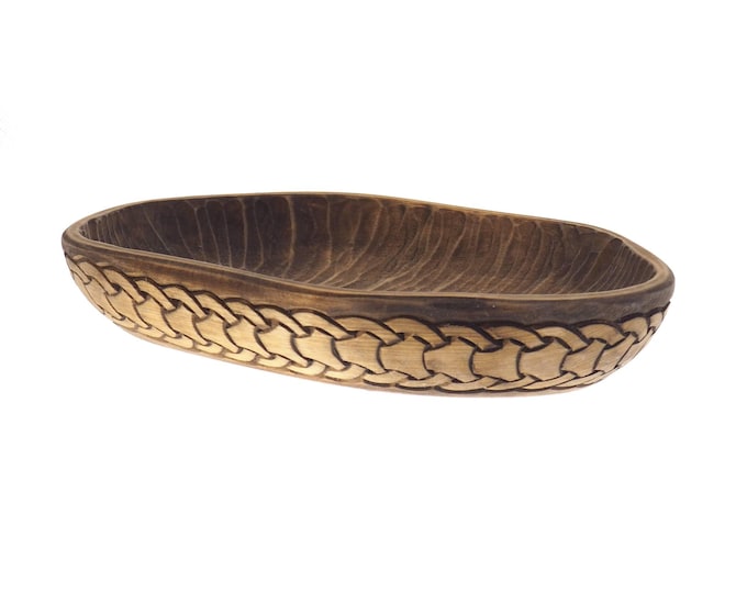 Small Historical Hand Carved Wooden Bowl - Borre pattern Wolin, XI c. fruit bowl, decorative bowl, hand-crafted bowl viking decor medieval