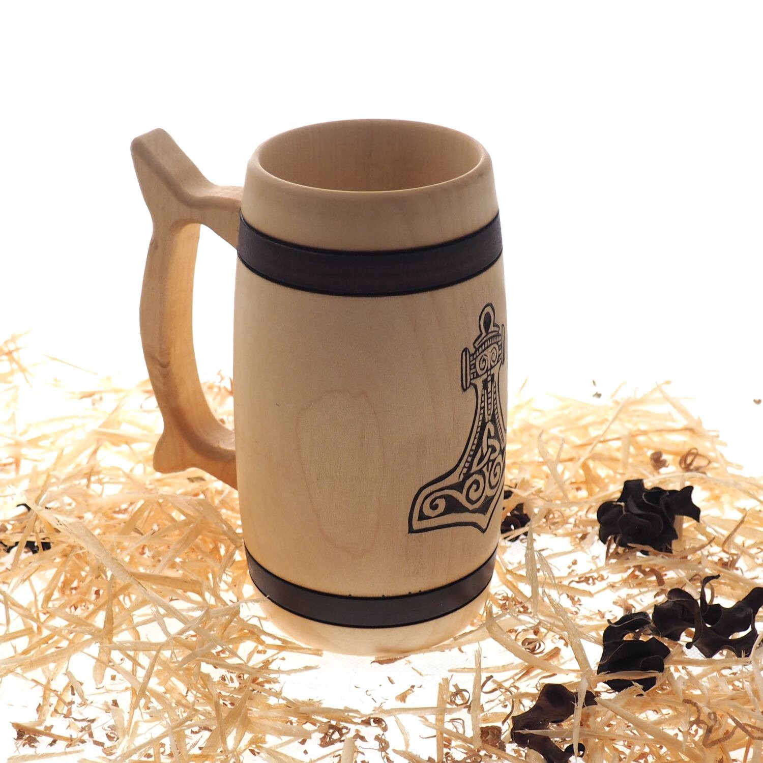viking wooden beer mug