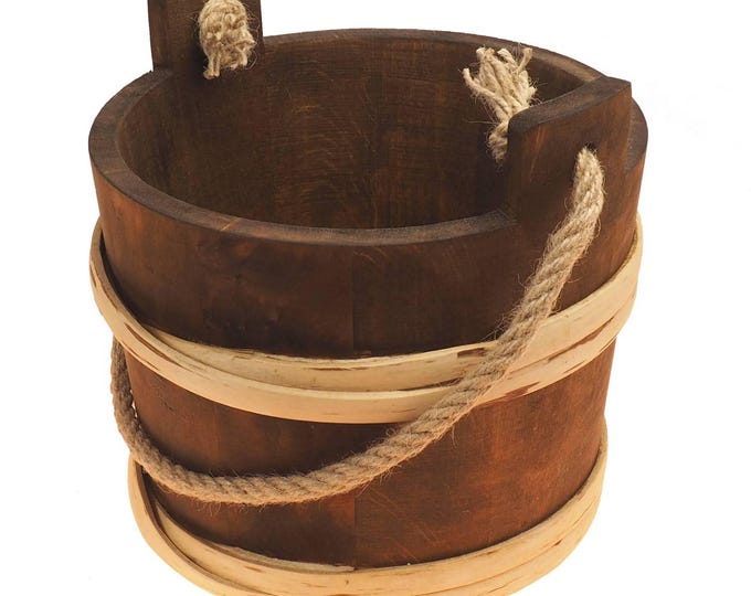 3 Litre Wooden Bucket With Rope Handle