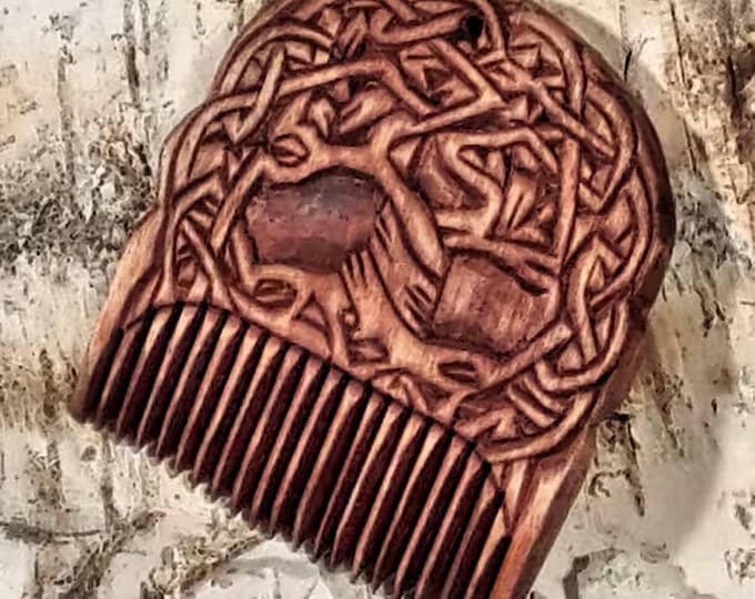 Viking grzebień drewniany z Yggdrasil
