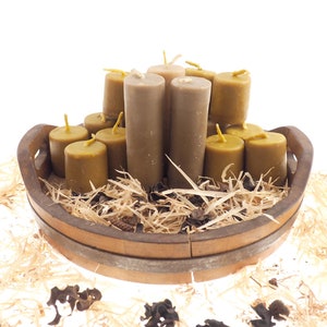 Long Pure Beeswax Candle, 5 and 1/2&quot; high Unscented Beeswax Pillar Candle, Hand Made, Natural Eco Friendly for Meditation, Prayer or Altar