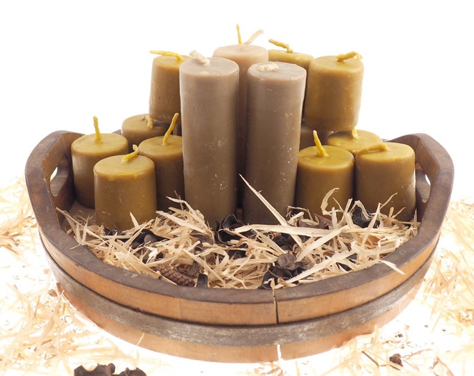 Long Pure Beeswax Candle, 5 and 1/2" high Unscented Beeswax Pillar Candle, Hand Made, Natural Eco Friendly for Meditation, Prayer or Altar