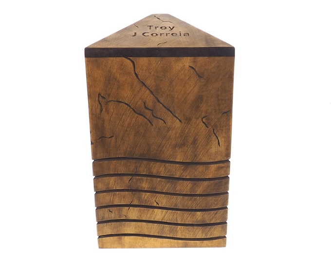 5th Element Elemental Stones Personalized Wood Urn , Wooden Memorial Box Carved , Keepsake Cremation Urns, Cremation Boxes For Burial,