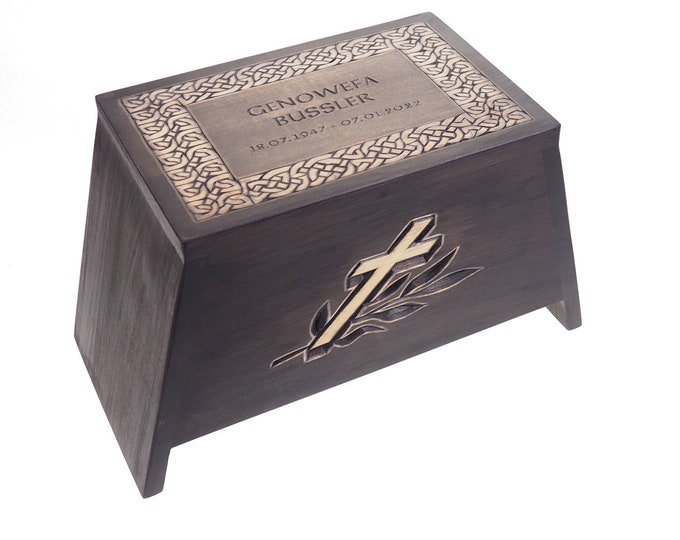 Ebony Personalized Wood Urn For Human Ashes, Wooden Memorial Box Carved , Keepsake Urns, Cremation Boxes For Burial,