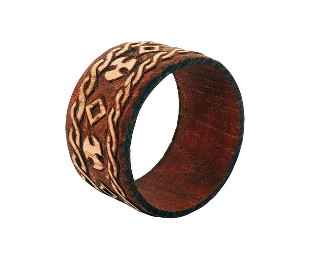 Wooden Jewelry Hand Carved Bracelet No 6, Celtic bracelet, hand carved bracelet, medieval bracelet, wooden cuff bracelet