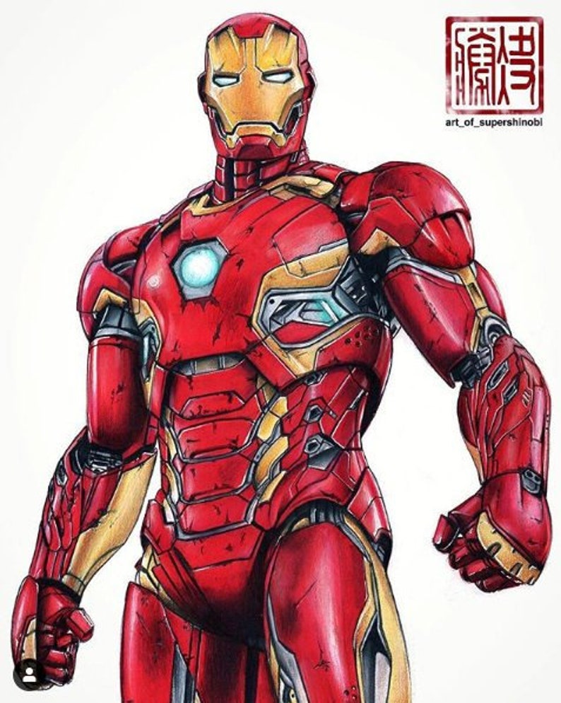 Original Iron Man Mark 45 Drawing Etsy