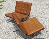 Mies van der Rohe Pair Barcelona Chairs Produced in by Industria Argentina