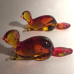 Art Glass Squirrel Pair