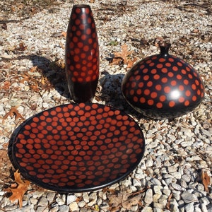 Jose Sosa Chulucanas Peru Trio of Large Art Chulucana Pottery