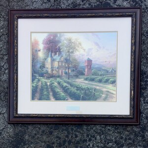 Thomas Kinkade Print &#39;Abundant Harvest&#39; Library Edition Double Matted and Framed Under Glass