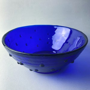 Blenko Glass Cobalt 925L Brutalist Style Serving Bowl as is