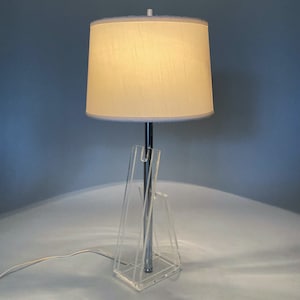 Lucite and Chrome Table Lamp w/o Shade