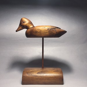 EHR Signed Folk Art Carved Wood Small Duck Decoy