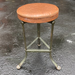 Charles Vitek Industrial Three Leg Automatic Adjustable Steel Chair Stool