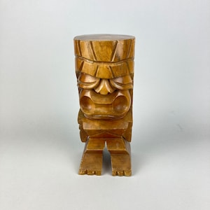 Waikiki Woods Carved Solid Monkey Pod Wood Tiki Totem Sculpture from Hawaii