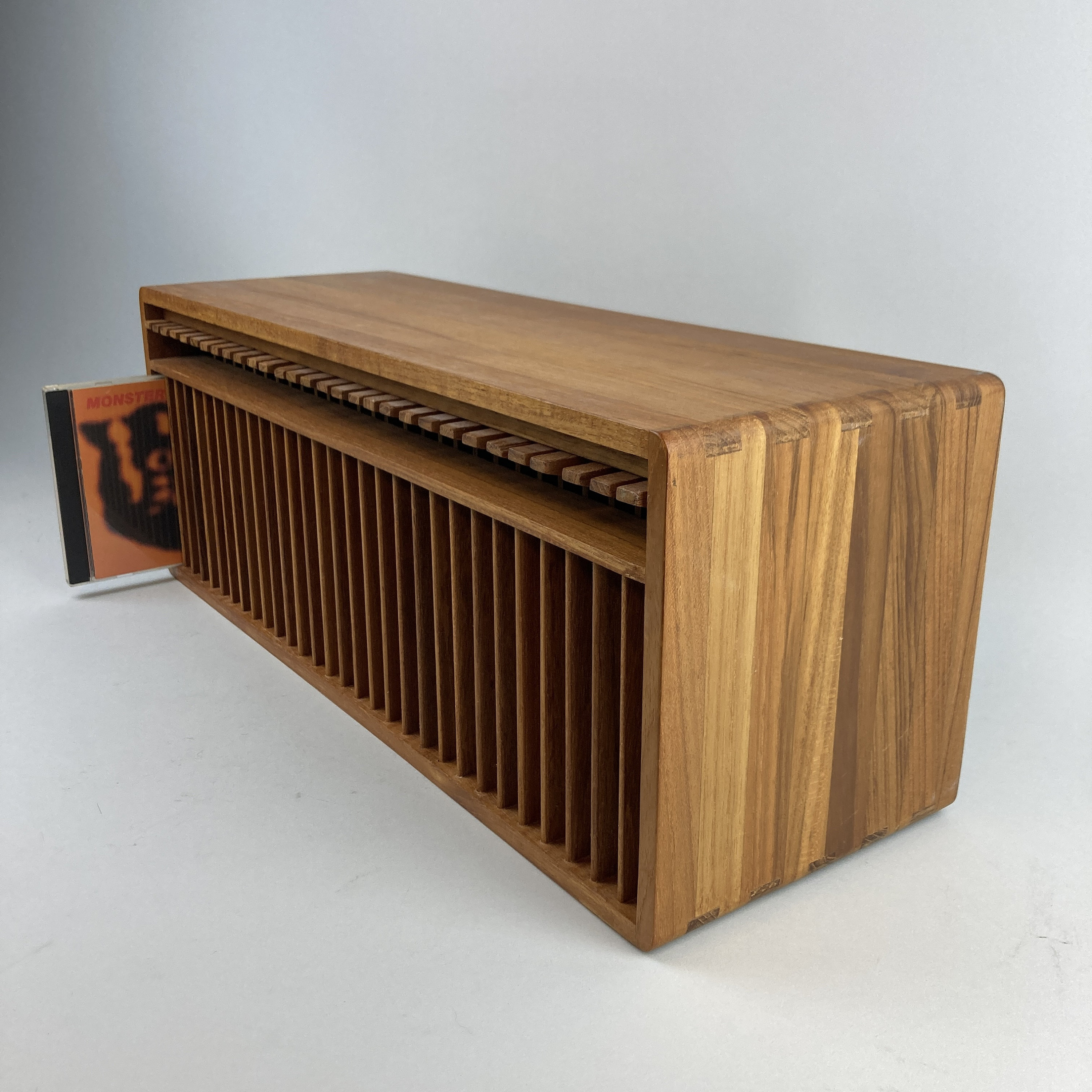 Kalmar Designs Teak Wood 30 CD Holder and Organizer for Wall or
