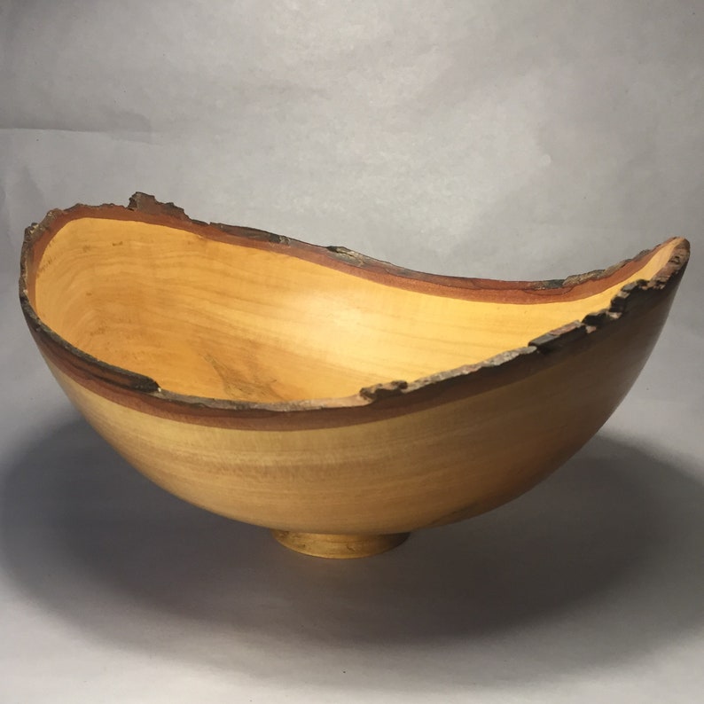 Jim Eliopulos Signed Turned Wood Live Edge Oval Pedestal Bowl Etsy