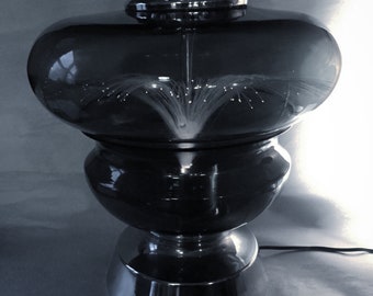 Smoke Glass and Chrome Fiber Optic Table Lamp