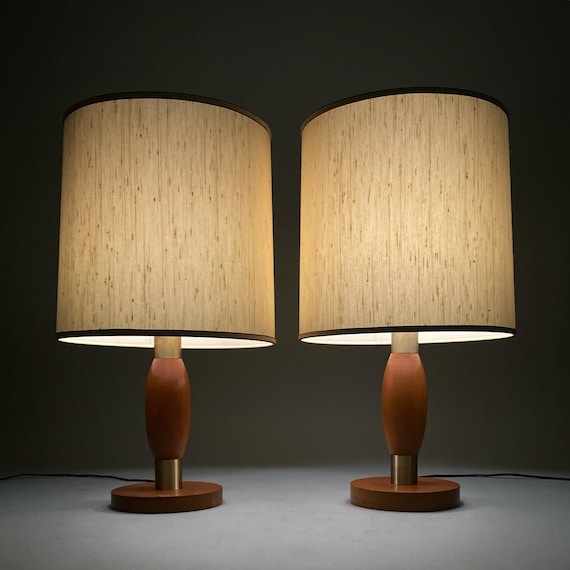 Wood and on sale brass lamp