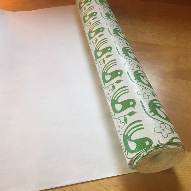 Vinyl Wallpaper with Stylized Green Birds
