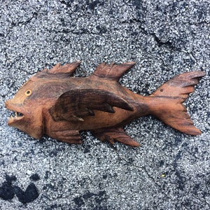 Pitcairn Island Hanging Miro Wood Carved Flying Fish Made by Christy Warren
