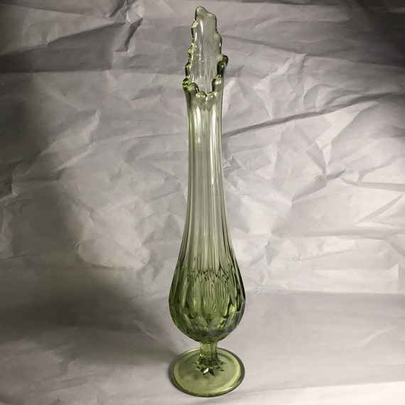 Fenton Green Swung Art Glass Vase Etsy etsy