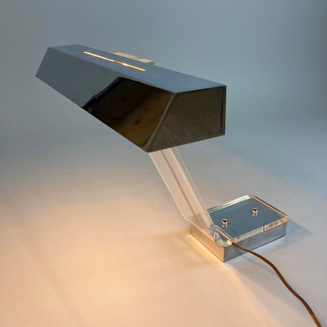 Chrome and Lucite Highend Office Desk Lamp Etsy