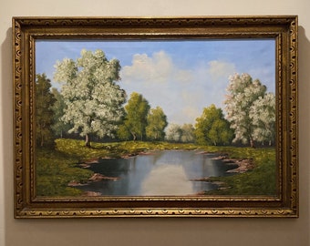 Hans Waller Signed Original Impressionist Impasto Landscape Oil Painting on Canvas and Framed