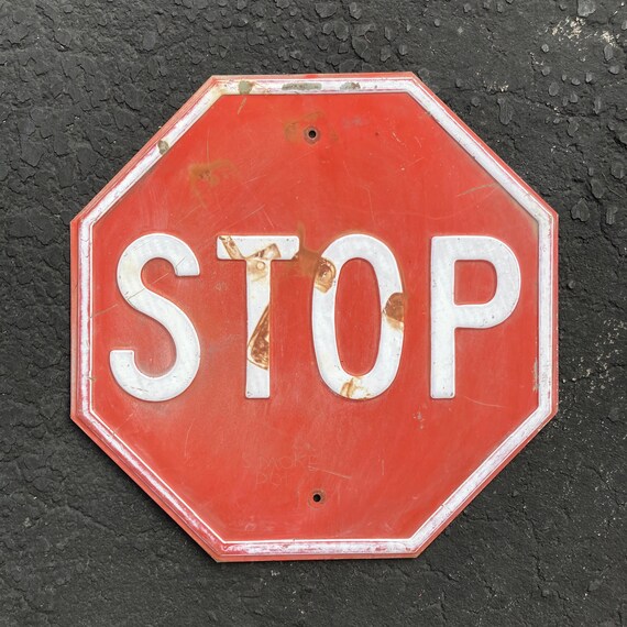 Stop Sign Retired Vintage Embossed Steel Street Sign - Etsy