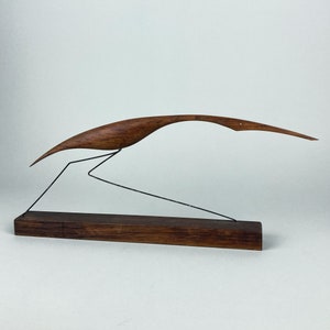 Modernist Wood and Wire Stylized Bird Sculpture