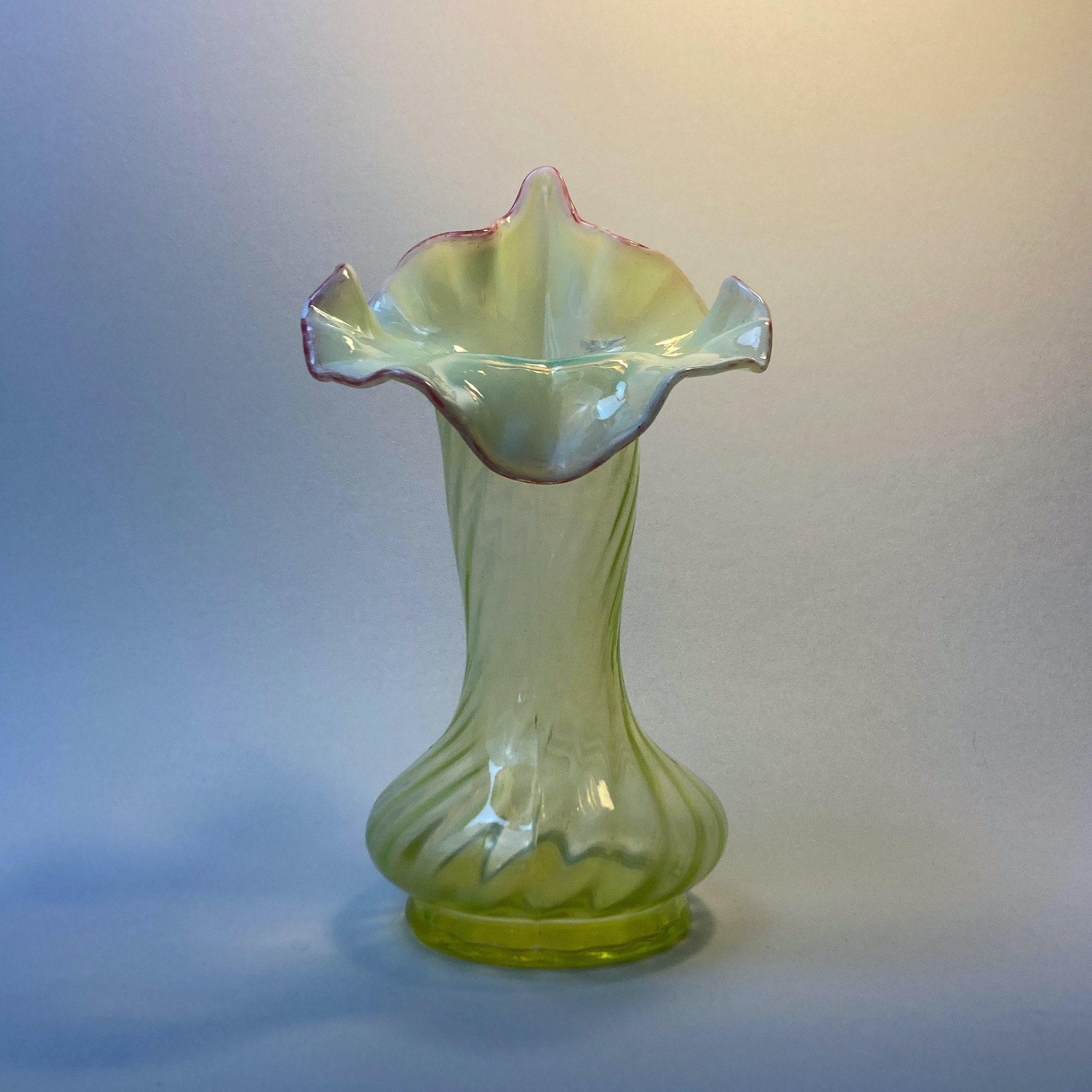 Antique Vaseline Glass Vase - Etsy