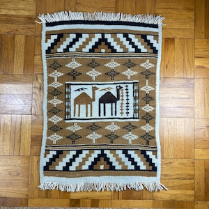 Peruvian Folk Art Hand Woven Wool Wall hanging or Throw Rug